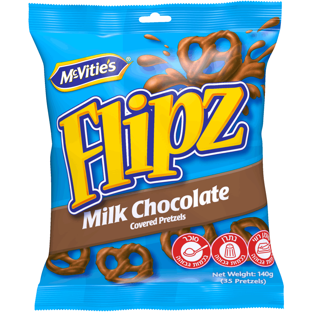 FLIPZ בייגלה בציפוי שוקולד חלב 140 גרם MC VITIES